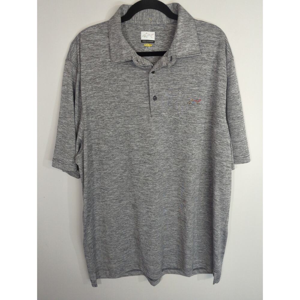 Greg Norman‎ Play Dy Gray Short Sleeve Polo Shirt Men's XL  Golf Performance